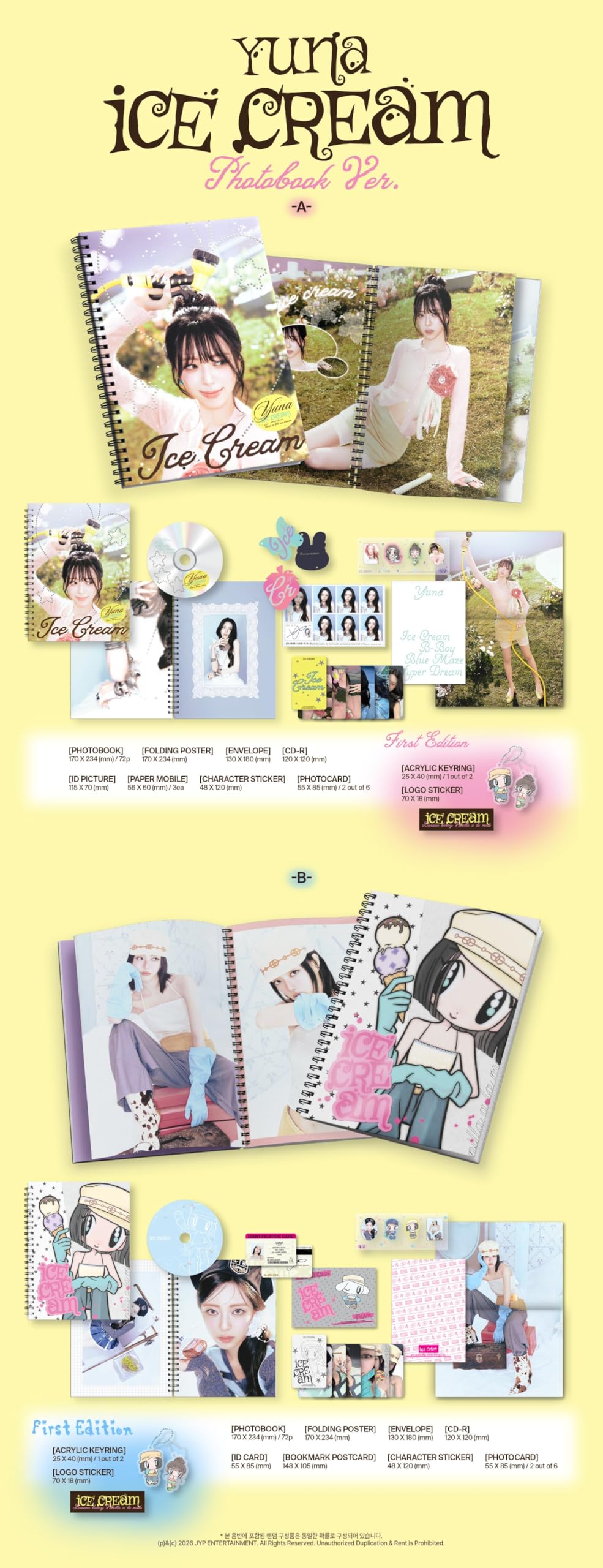 アルバム・スクラップ YUANA YUNA (IT.ZY) Ice Cream [Photobook Ver.] 1st Mini Album (A Ver